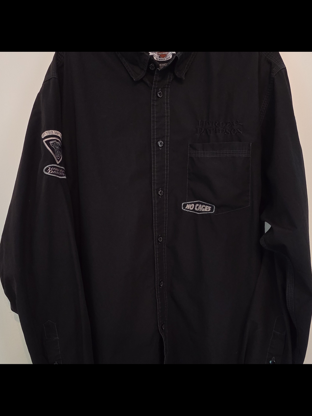 Harley-Davidson Black Men’s Casual Button-Down Shirt with Embroidered Logo - Picture 2 of 9
